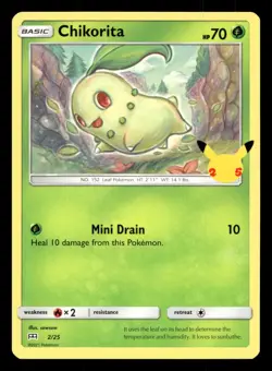 Chikorita 2/25 McDonald's 25th Anniversary Stamped Promo 2021 Pokemon NM - Image 1