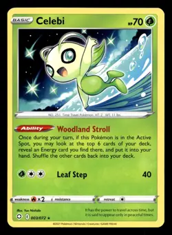 Celebi 003/072 Rare Shining Fates Pokemon NM - Image 1