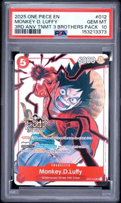 2025 ONE PIECE 3RD ANNIV TOURNAMENT 3 BROTHERS PACK #012 MONKEY D. LUFFY PSA 10 - Image 1