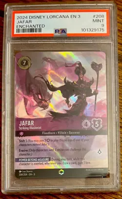 2024 PSA 9 JAFAR Disney Lorcana Enchanted Into The Inklands En 3 #208 Card - Image 1