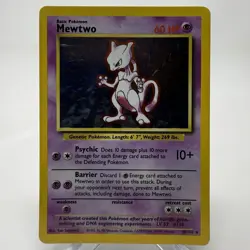 Pokemon Mewtwo 10/102 Holo Rare Base Set Unlimited WOTC 1999 TCG Card - Image 1