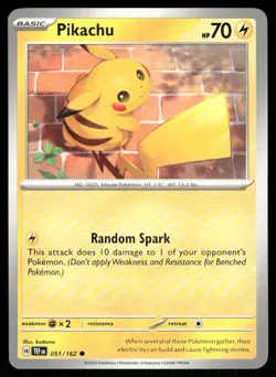 Pikachu 051/162 Common Temporal Forces Pokemon Near Mint - Image 1