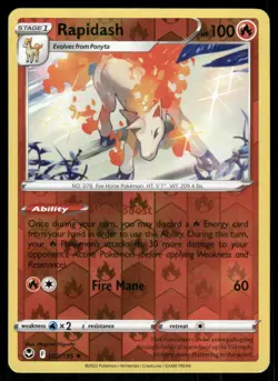 Rapidash 022/195 Holo Rare Silver Tempest Pokemon Reverse Holo Near Mint - Image 1