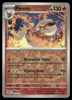 Flareon 013/131 Holo Rare Prismatic Evolutions Pokemon Reverse Holo Near Mint - Image 1