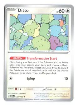 Ditto 132/165 Non-Holo Scarlet & Violet Pokemon 151 Trainer Toolkit Exclusive - Image 1