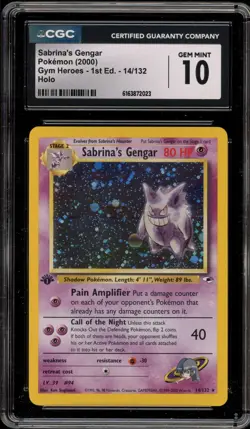 Pokemon Sabrina's Gengar Gym Heroes 1st Edition Holo Rare #14 CGC 10 Gem Mint - Image 1