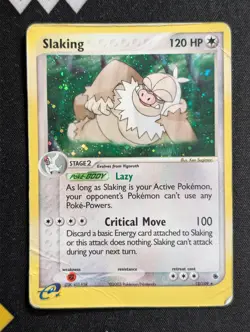 Slaking 12/109 Ruby and Sapphire Pokemon HP Holo DMG CREASE - Image 1