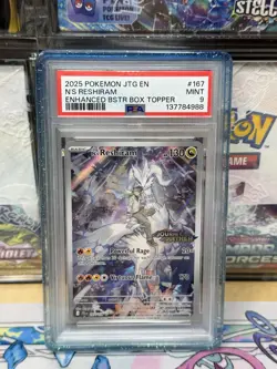 2025 POKEMON JTG EN-JOURNEY TOGETHER #167 N'S RESHIRAM PSA 9 STAMPED PROMO - Image 1