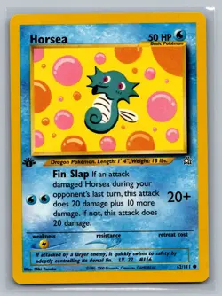 Horsea Neo Genesis #062/111 Common 1st Edition Pokemon Card - Image 1