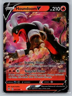 Houndoom V SWSH03: Darkness Ablaze #021/189 Ultra Rare,Holo Pokemon Card - Image 1