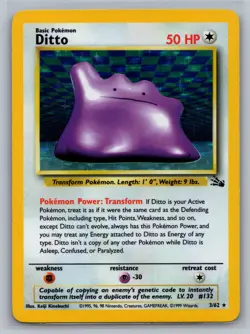 Ditto (3) Fossil #03/62 Holo Rare Pokemon Card - Image 1