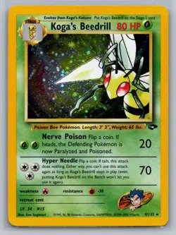 Koga's Beedrill Gym Challenge #009/132 Holo Rare,Holo Pokemon Card - Image 1
