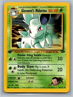 Giovanni's Nidorina Gym Challenge #044/132 Uncommon 1st Edition Pokemon Card - Image 1