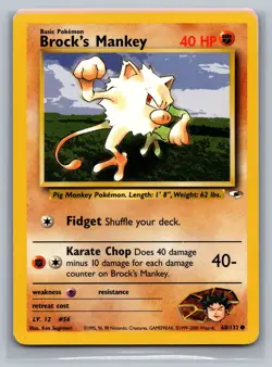 Brock's Mankey (68) Gym Heroes #068/132 Common Pokemon Card - Image 1