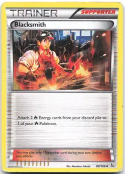 Blacksmith 88/106 Uncommon Flashfire Pokemon Reverse Holo Heavily Played - Image 1
