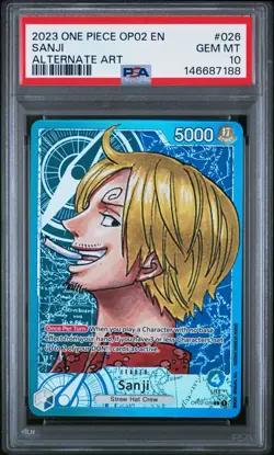 2023 ONE PIECE Sanji OP02 026 Alt Art Leader Paramount War ENGLISH PSA 10 - Image 1
