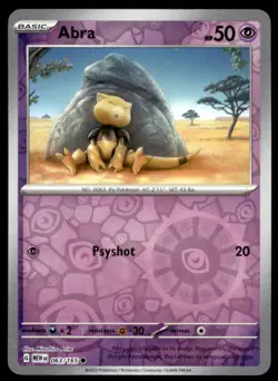 Abra 063/165 Common 151 Pokemon Reverse Holo Lightly Played - Image 1
