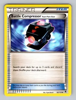 Battle Compressor Team Flare Gear 92/119 Uncommon Phantom Forces Pokemon LP - Image 1