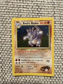 Pokemon TCG Brock's Rhydon Gym Heroes Holo Card 2/132 Unlimited Rare - Image 1