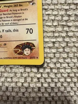 Pokemon TCG Brock's Rhydon Gym Heroes Holo Card 2/132 Unlimited Rare - Image 3