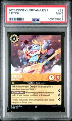 2023 DISNEY LORCANA EN 1 STITCH ROCK STAR #23 PSA 9! - Image 1