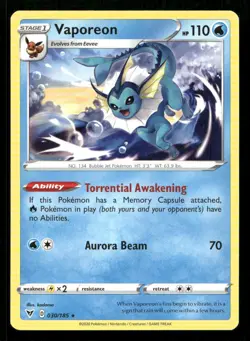 Vaporeon 030/185 Vivid Voltage NM/M Pokemon - Image 1