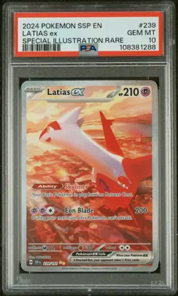 2024 POKEMON SSP EN-SURGING SPARKS SPECIAL ILLUSTRATION RARE LATIAS EX PSA 10 - Image 1