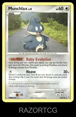 MUNCHLAX 33/130 R DIAMOND & PEARL POKEMON LP/MP - Image 1