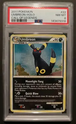 Pokemon TCG Umbreon 22/95 Call of Legends Holo Rare English 2011 PSA 8 - Image 1