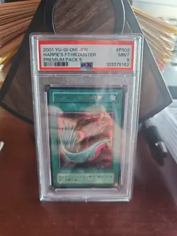 2001 YUGIOH Japanese Premium Pack 5 HARPIE'S FEATHER DUSTER P5-02 Ultra Rare PSA - Image 1