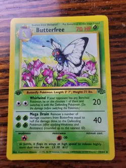 1st Edition Butterfree 33/64 Uncommon 1999 Jungle WOTC Pokemon Cards LP* - Image 1