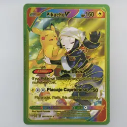 Pokemon Pikachu V 160hp Rainbow Foil Fan Art Collector Card TCG - Image 1