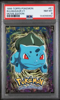 1999 TOPPS POKEMON THE MOVIE EDT #E1 BULBASAUR #1 PSA 8 - Image 1