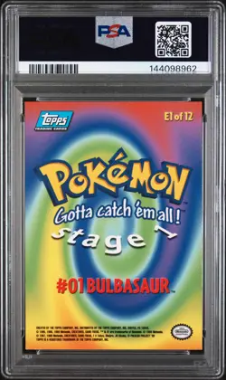 1999 TOPPS POKEMON THE MOVIE EDT #E1 BULBASAUR #1 PSA 8 - Image 2