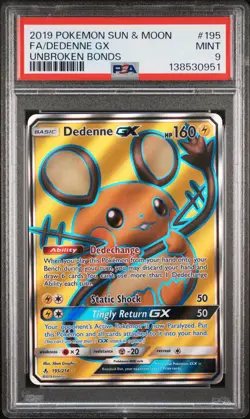 Fa/Dedenne Gx Pokemon Sun & Moon Unbroken Bonds 195 PSA {{cardGame}} - Image 1