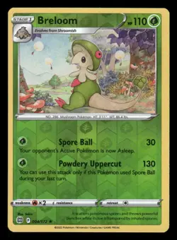 Breloom 004/172 Rare Brilliant Stars Pokemon Reverse Holo NM/M - Image 1