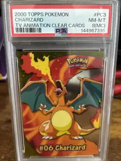 Charizard Pokemon 2000 Topps TV Animation Clear Cards English #PC3 PSA 8(MC) - Image 1