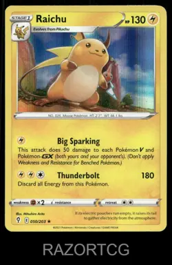 RAICHU 050/203 HOLO R EVOLVING SKIES POKEMON NM/M - Image 1