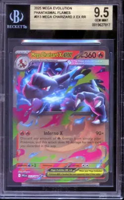 BGS 9.5 Mega Charizard X EX 013/094 Mega Evolution Phantasmal Flames Pokemon - Image 1