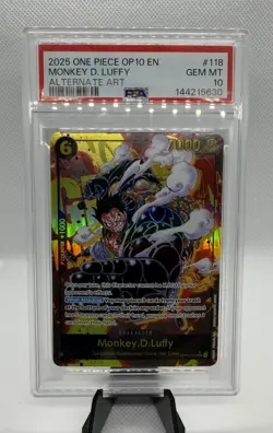 2025 One Piece MONKEY D. LUFFY #118 OP10-118 Royal Blood Alt Art Parallel PSA 10 - Image 1