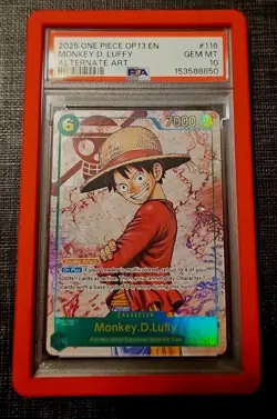Bandai 2025 One Piece CCG Monkey D. Luffy OP13-118 Alt Art Foil EN PSA 10 - Image 1