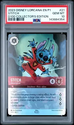 Ravensburger Disney Lorcana Stitch - Abomination Disney100 Holo #21 PSA 10 EN - Image 1