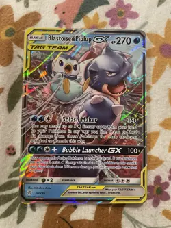 Blastoise & Piplup GX 38/236 NM Sun & Moon Cosmic Eclipse Holo Pokemon TCG - Image 1