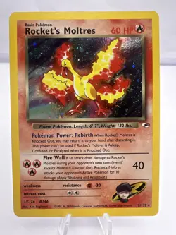 Pokemon Card Rocket's Moltres Gym Heroes 12/132 Holo Unlimited Holo Rare - Image 1