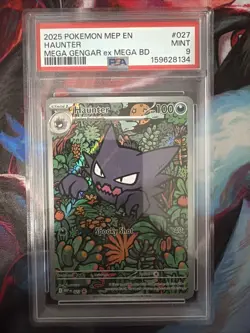 2025 POKEMON MEP EN-ME BLACK STAR PROMO #027 HAUNTER MEGA GENGAR EX PSA 9 - Image 1