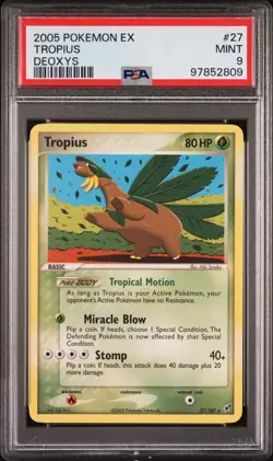 PSA 9 Mint Pokemon Tropius #27 2005 EX Deoxys Non Holo - Image 1