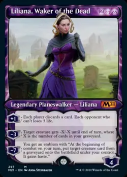 Liliana, Waker of the Dead (Showcase) -Foil Light Play MTG Magic 2021 Core Set - Image 1