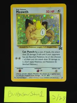 Meowth 10/53 Wotc Promo Holo MP Partial Swirl Ungraded Pokemon Card - Image 1