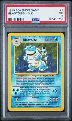 1999 POKEMON GAME #2 BLASTOISE-HOLO PSA 3 - Image 1