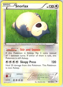 Snorlax 80/106 Rare Flashfire Pokemon NM - Image 1